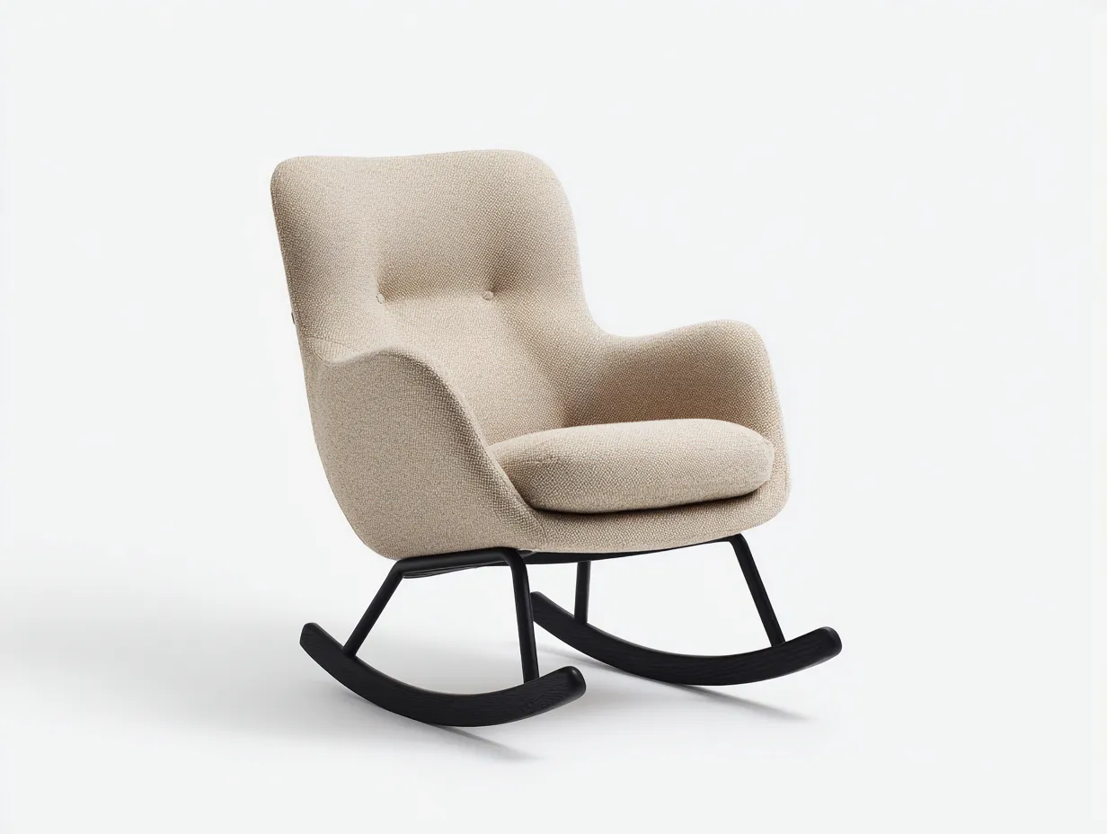 Schaukelstühle - Stoff-Metall-Holz - 74 x 89 x 98 cm - Beige-Schwarz - Modern-Cozygoden