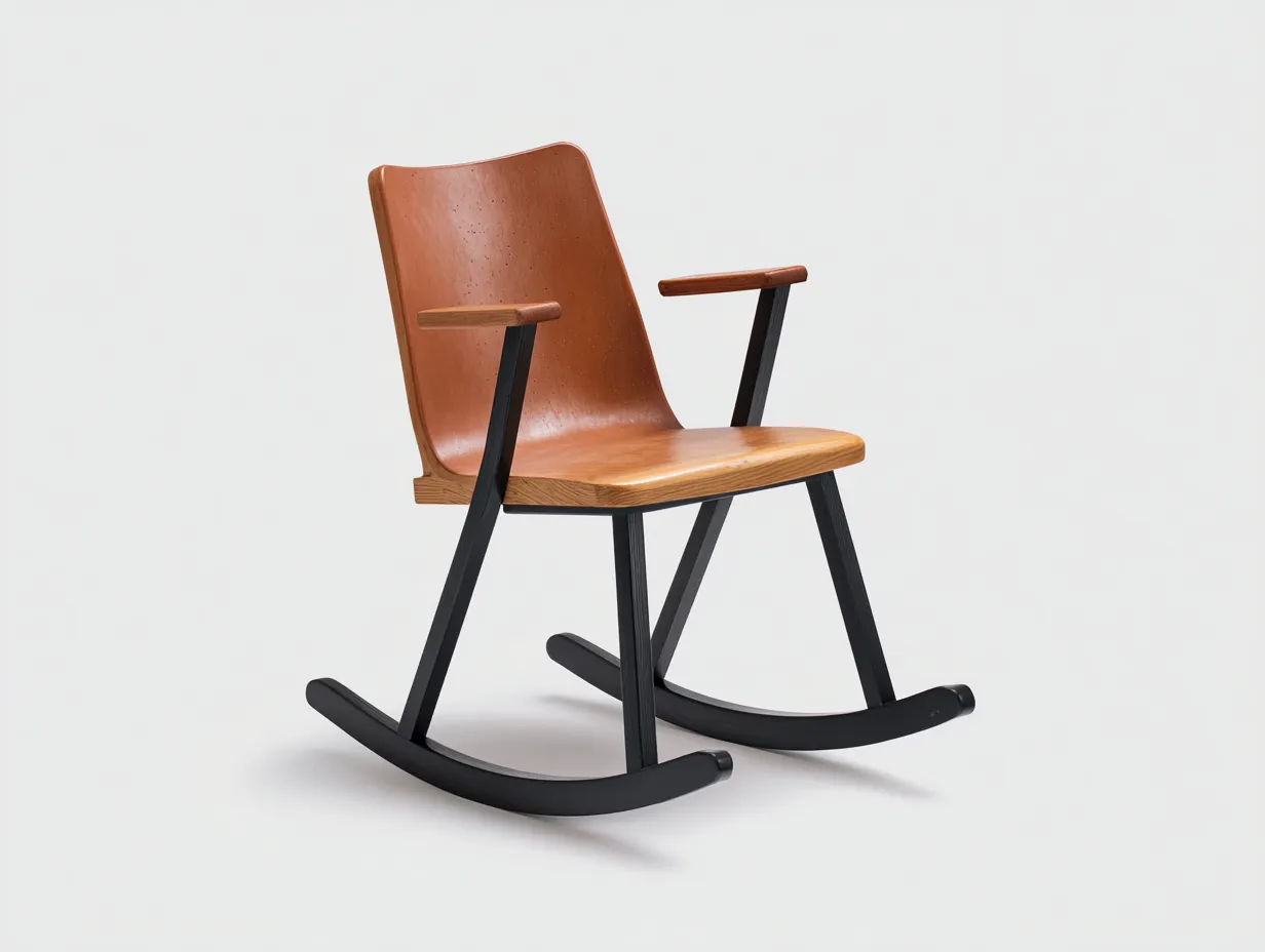 Schaukelstühle - Holz-Metall - 73 x 88 x 101 cm - Braun-Schwarz - Retro-Cozygoden