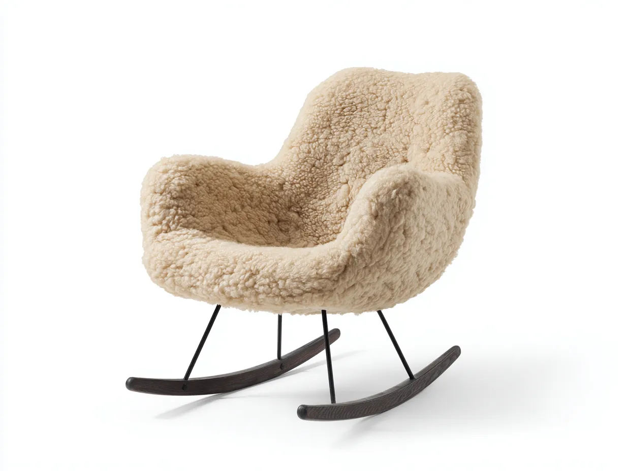 Schaukelstühle - Stoff-Metall-Holz - 79 x 95 x 102 cm - Beige - Skandinavisch-Cozygoden