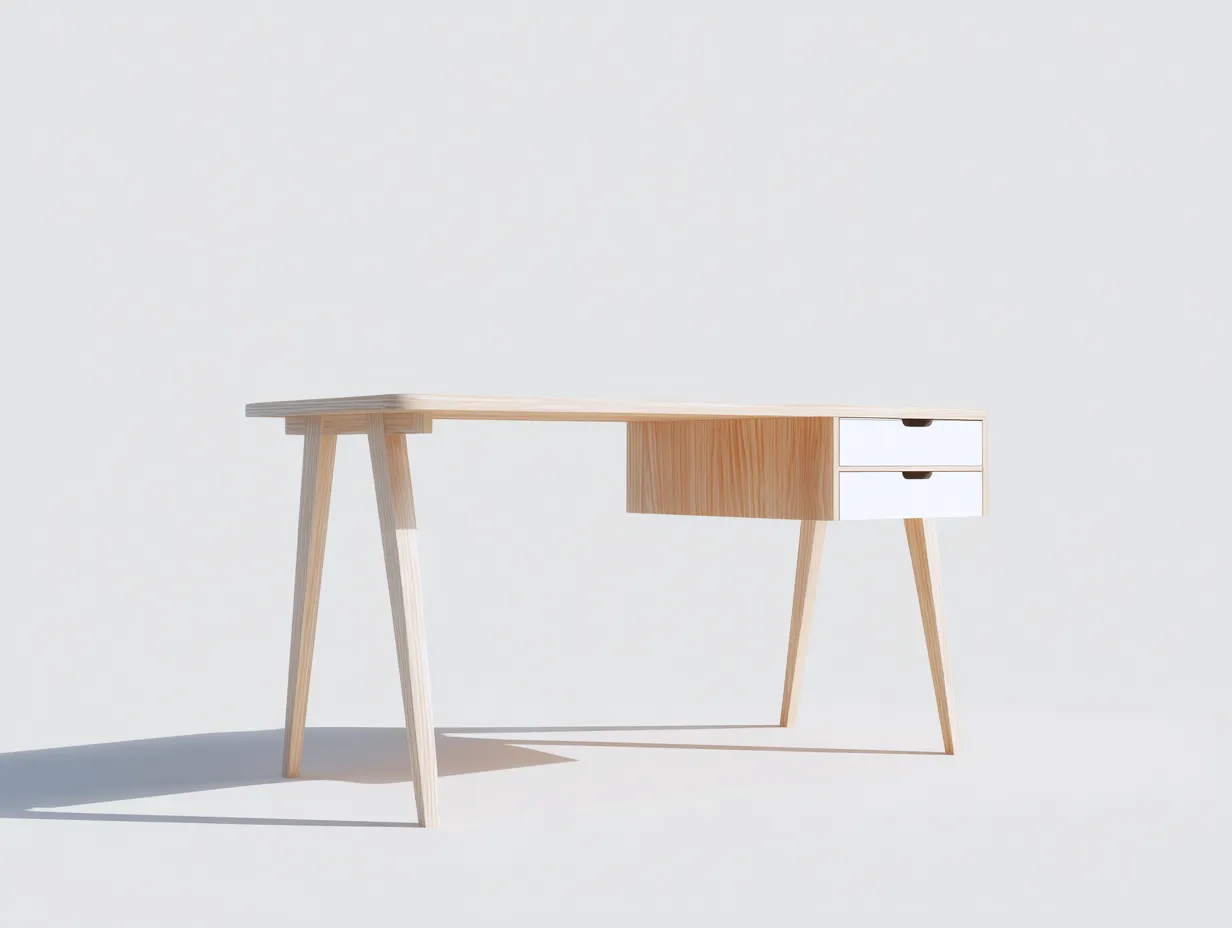 Schreibtisch - Holzwerkstoff - 118x56x75 cm - Natur-Weiß - Skandinavischer Stil-Cozygoden