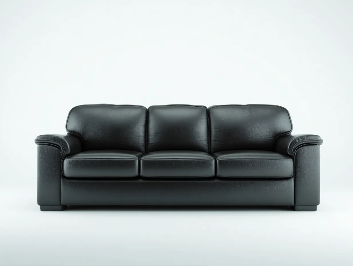 3 Sitzer Sofas - Kunstleder-Holz-Metall - 218x96x93 cm - Schwarz - Modernes Wohnzimmerdesign-Cozygoden