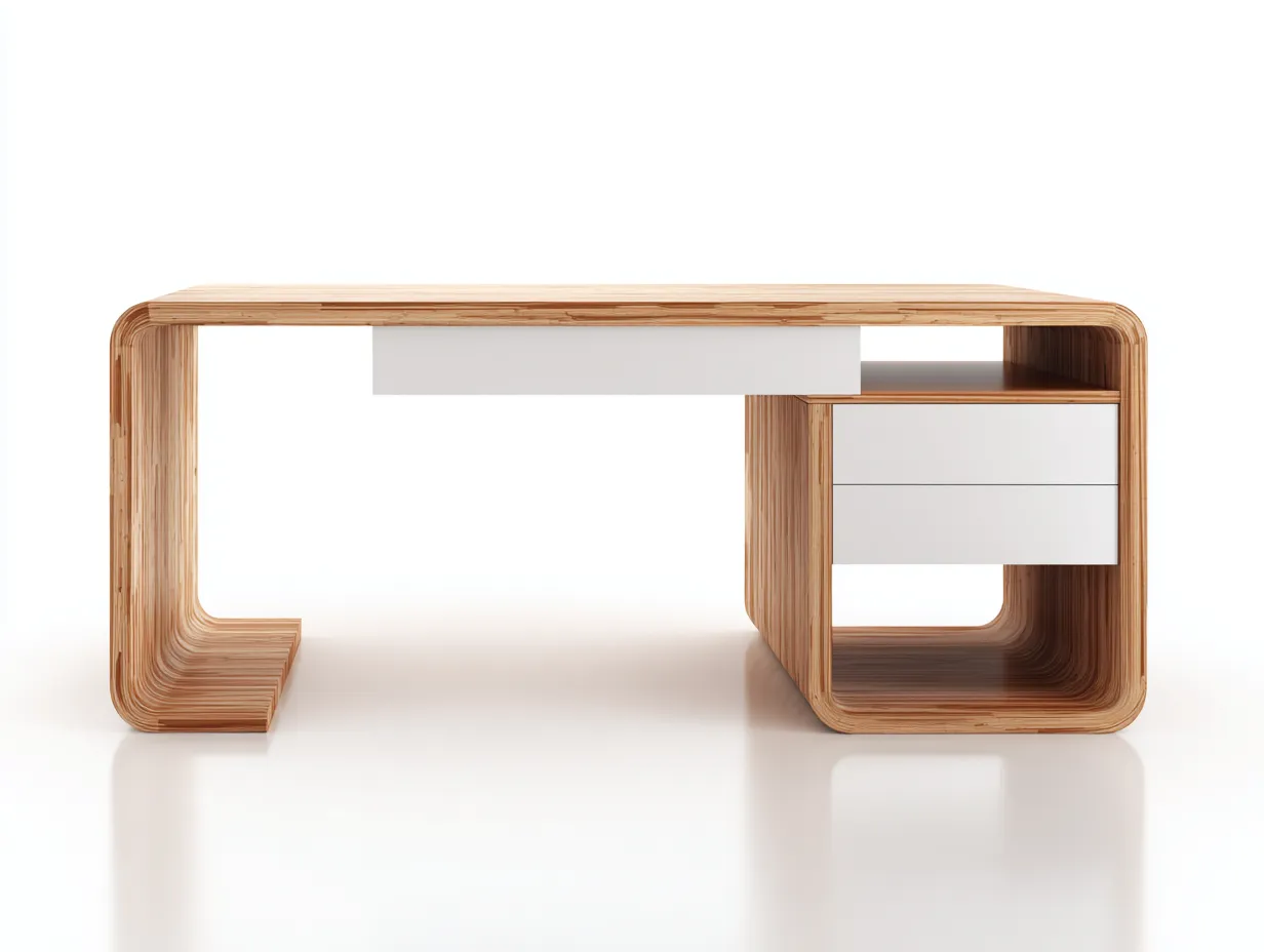 Schreibtisch - Holzwerkstoff - 136x60x75 cm - Natur-Weiß - Moderner Stil-Cozygoden