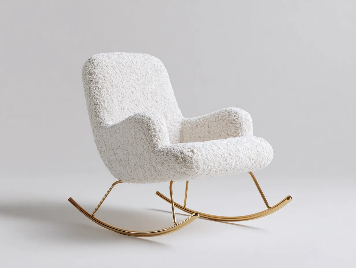 Schaukelstühle - Stoff-Metall - 76 x 92 x 98 cm - Cremeweiß - Modern-Cozygoden