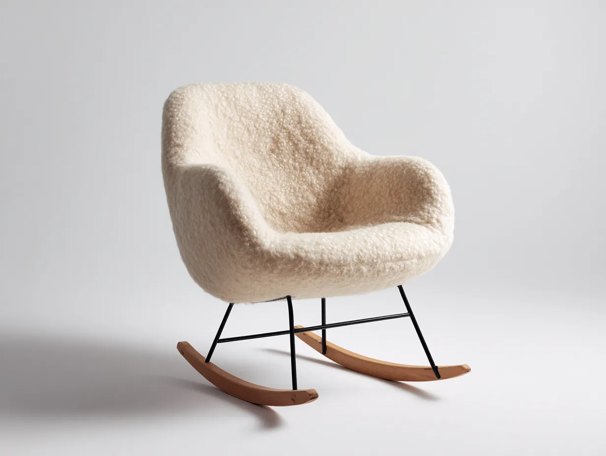 Schaukelstühle - Stoff-Metall-Holz - 77 x 93 x 100 cm - Cremeweiß - Modern-Cozygoden