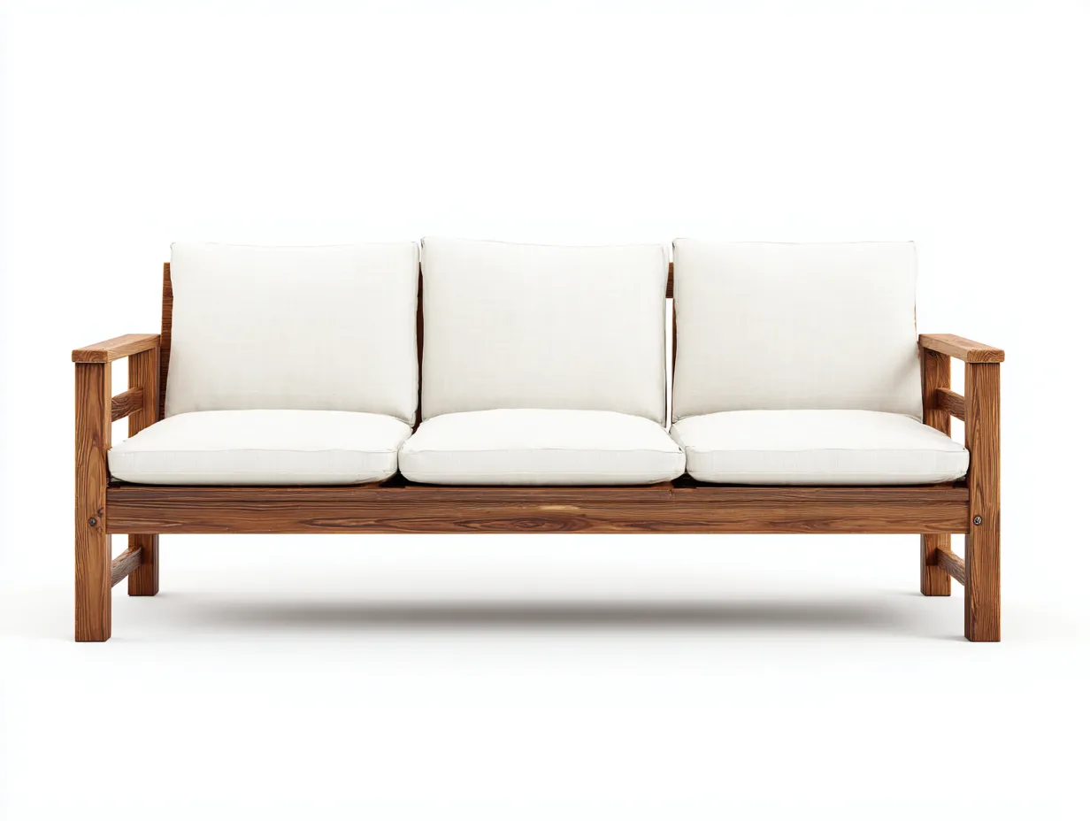 3 Sitzer Sofas - Stoff-Holz - 212x87x90 cm - Weiß-Natur - Skandinavisches Wohnzimmerdesign-Cozygoden