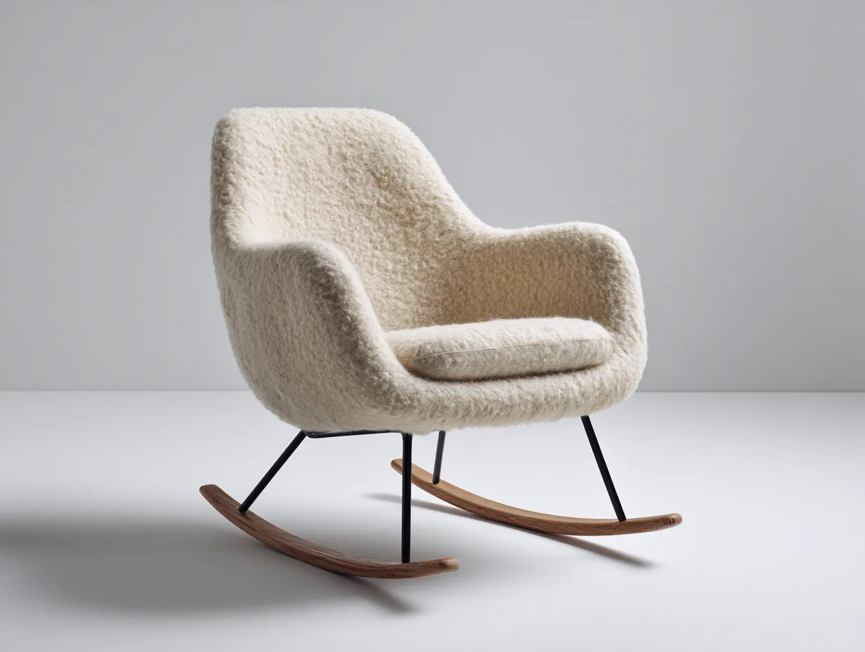 Schaukelstühle - Stoff-Metall-Holz - 75 x 91 x 99 cm - Cremeweiß - Skandinavisch-Cozygoden