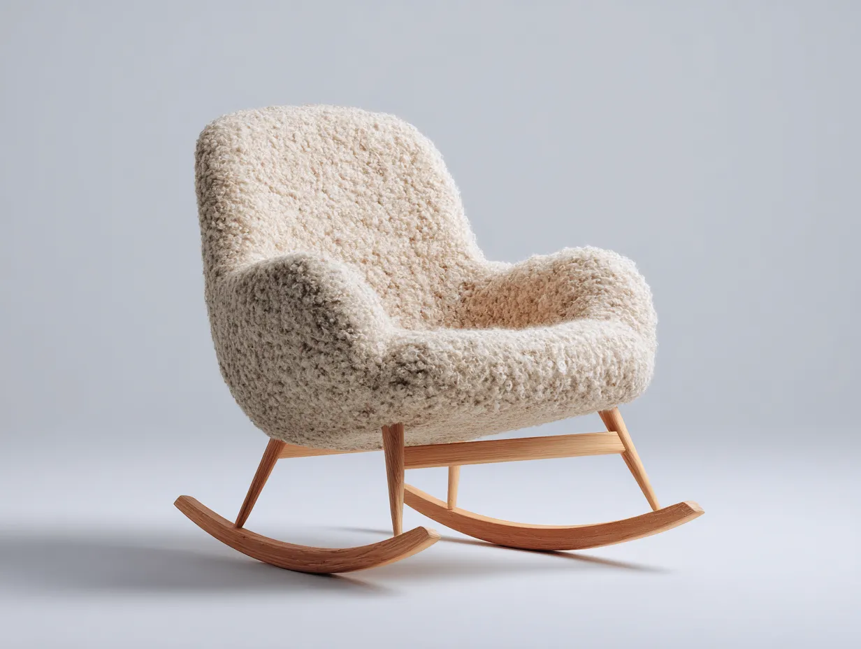 Schaukelstühle - Stoff-Holz - 76 x 92 x 101 cm - Beige - Skandinavisch-Cozygoden