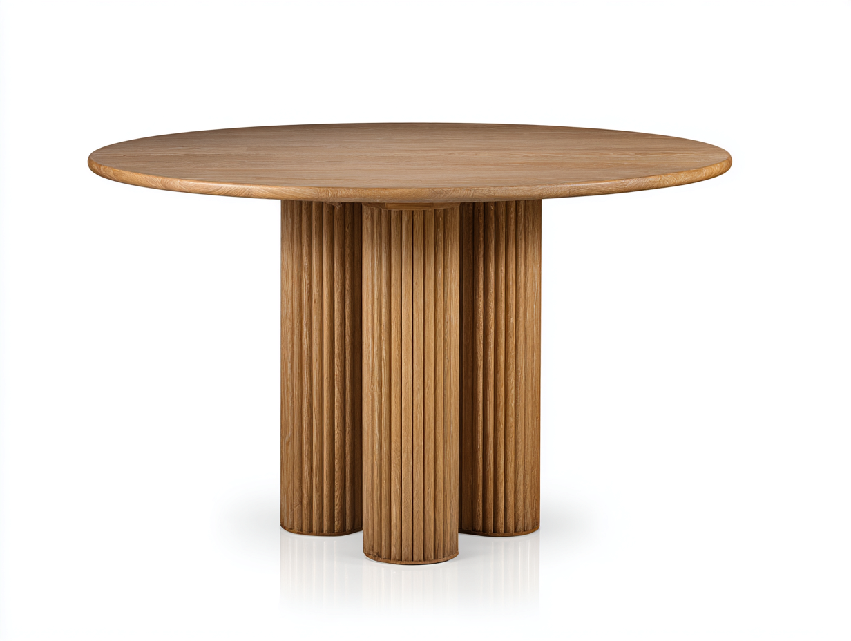 Mesas de jardín redondas de madera 120x120x75 cm - Madera natural - Diseño moderno para exterior-Craftupshop