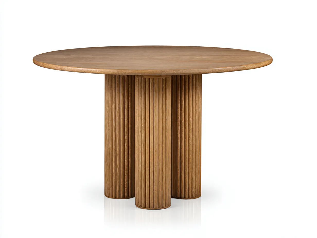 Mesas de jardín redondas de madera 120x120x75 cm - Madera natural - Diseño moderno para exterior-Craftupshop