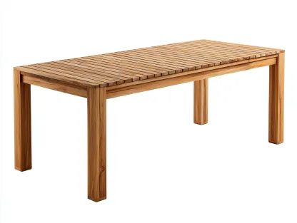 Mesa de jardín rectangular de madera 180x80x75 cm - marrón - diseño moderno para exterior-Craftupshop