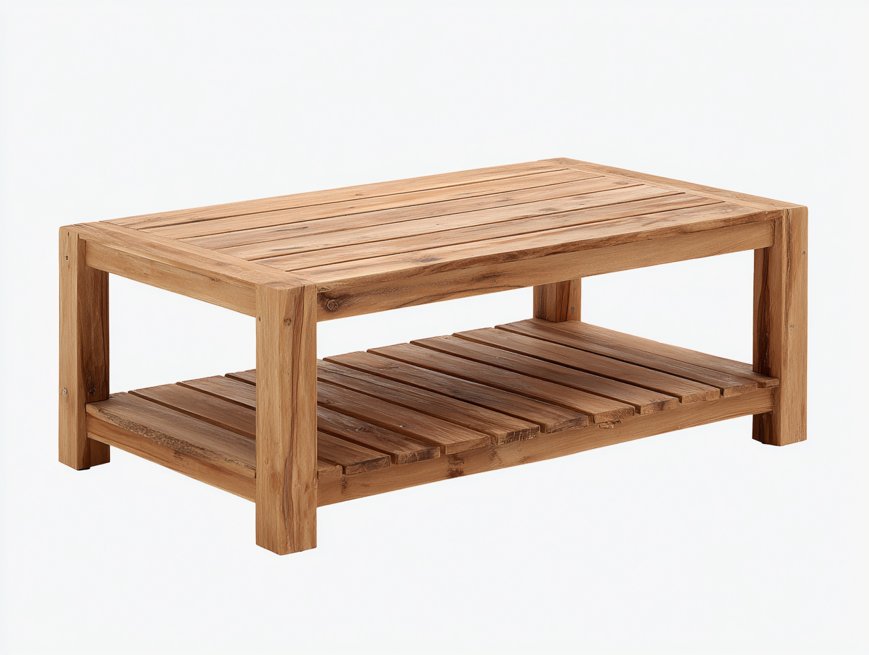 Mesas de jardín de madera con estante inferior 110x60x45 cm - Madera natural - Diseño funcional para exterior-Craftupshop