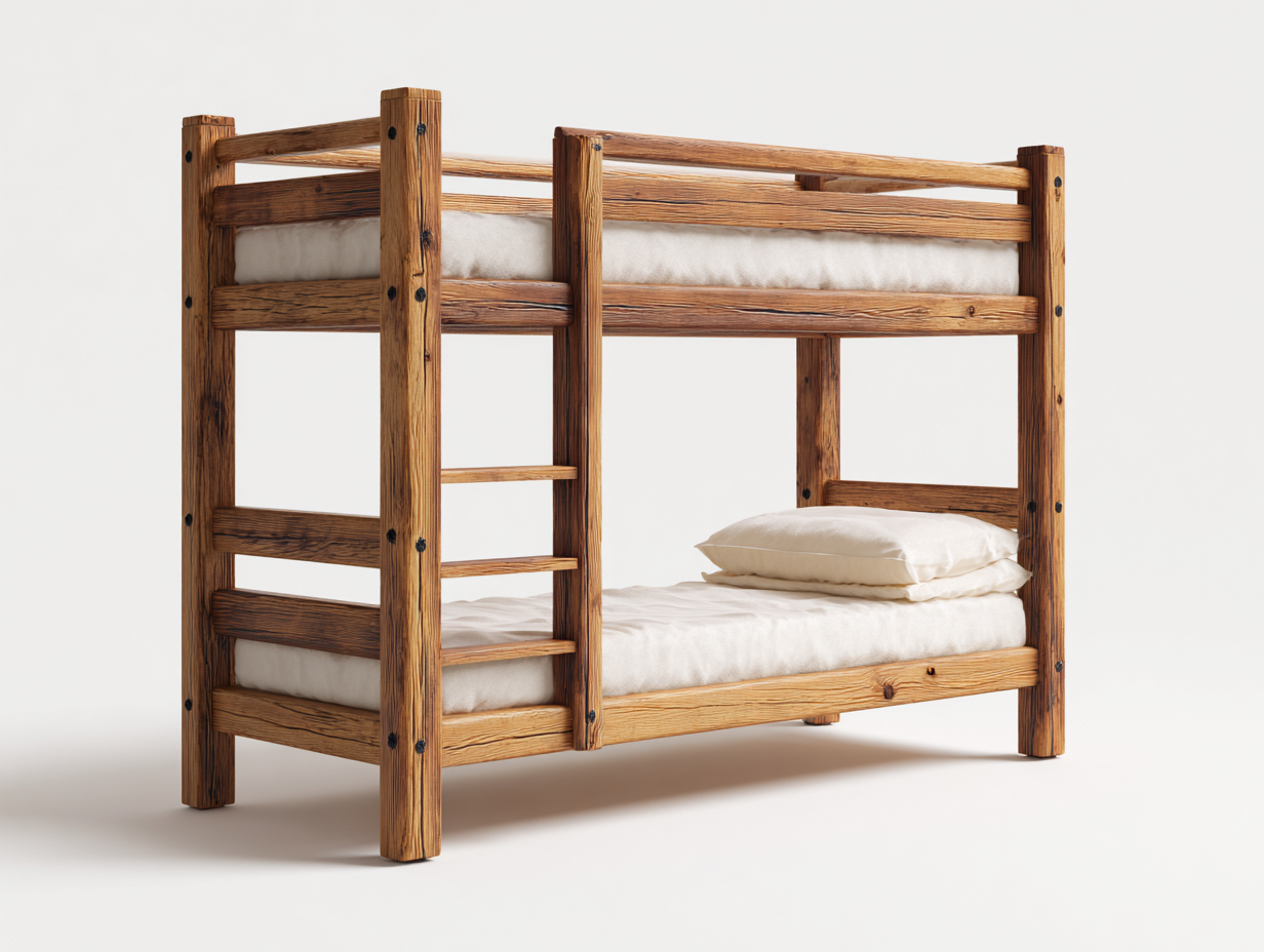Literas de madera maciza 200x100x160 cm - Madera natural - Diseño funcional para dormitorio-Craftupshop