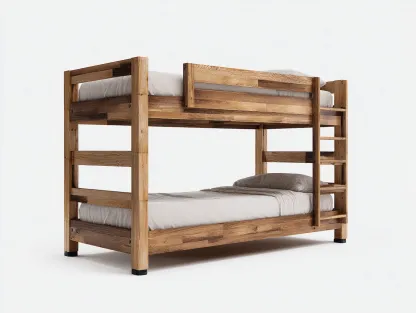 Literas de madera maciza con escalera 200x100x165 cm - Madera natural - Diseño funcional para dormitorio-Craftupshop