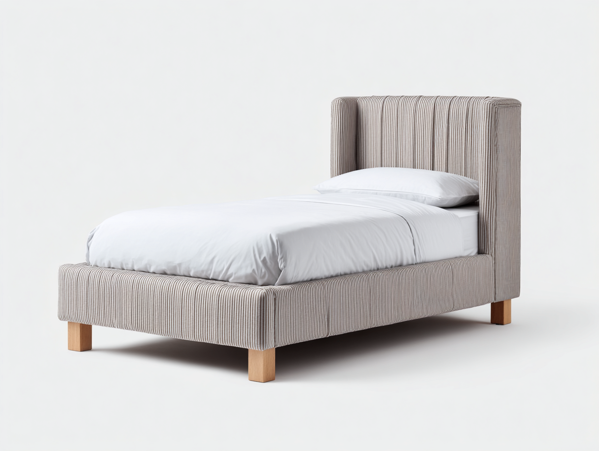 Camas individuales tapizadas en tela 200x100x100 cm - Beige - Diseño moderno para dormitorio-Craftupshop