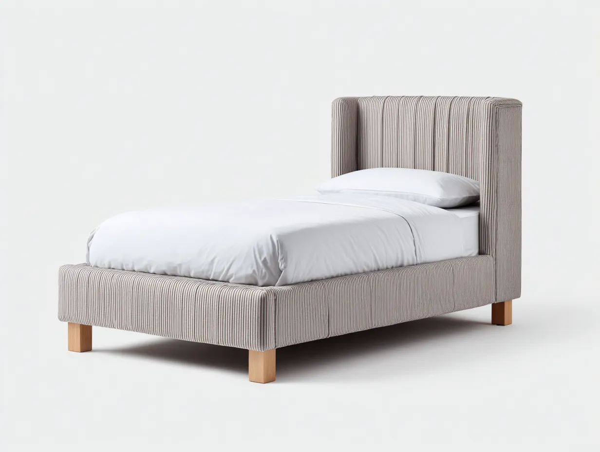 Camas individuales tapizadas en tela 200x100x100 cm - Beige - Diseño moderno para dormitorio-Craftupshop