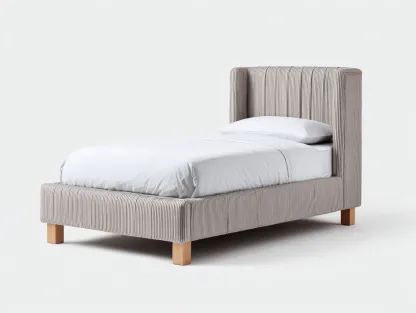 Camas individuales tapizadas en tela 200x100x100 cm - Beige - Diseño moderno para dormitorio-Craftupshop