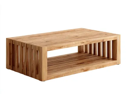 Mesas de jardín rectangulares de madera 120x60x45 cm - estructura de madera maciza - marrón - diseño natural moderno-Craftupshop