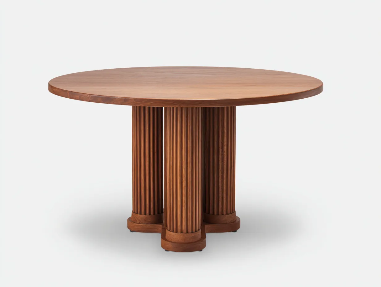 Mesa de jardín redonda de madera 130x130x75 cm - marrón - diseño moderno para exterior-Craftupshop