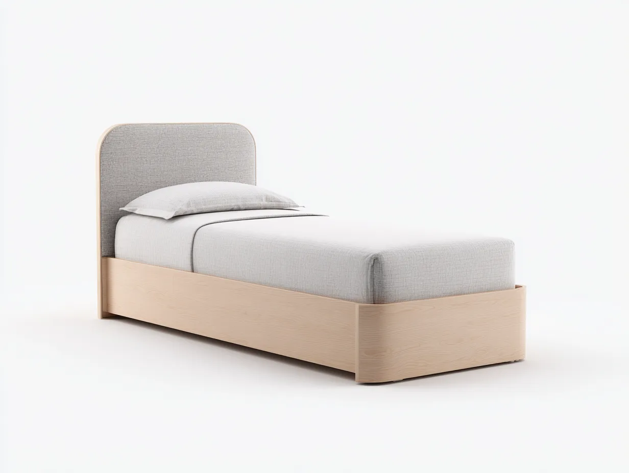 Camas individuales tapizadas 200x100x95 cm - estructura de madera y tela - beige - diseño moderno minimalista-Craftupshop