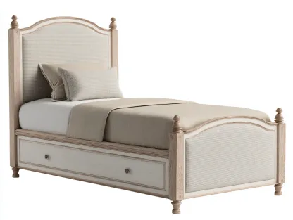 Cama individual de madera con cajón 200x100x110 cm - beige - diseño clásico para dormitorio-Craftupshop