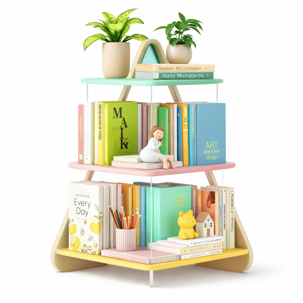Kids Triangle Storage Bookshelf Organizer-Kestaro