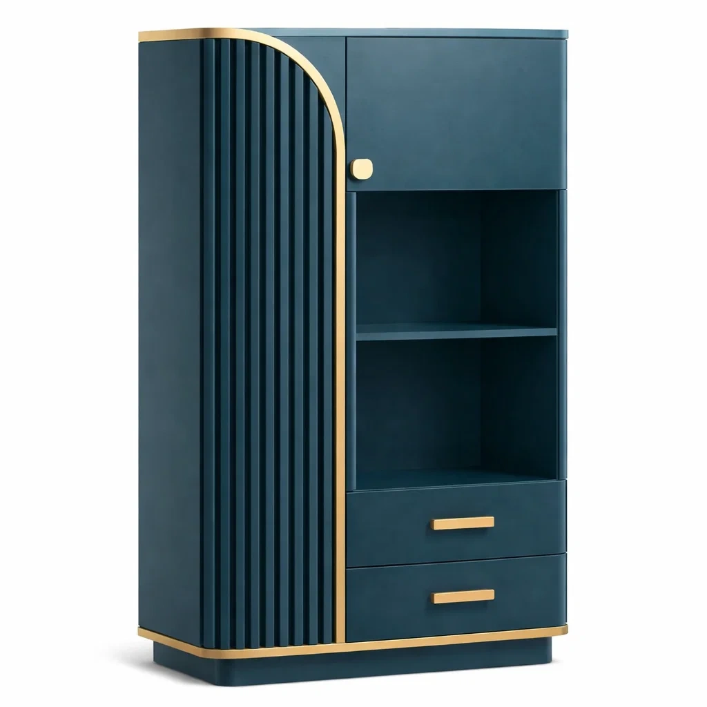 Modern Ribbed Door Storage Cabinet-Kestaro