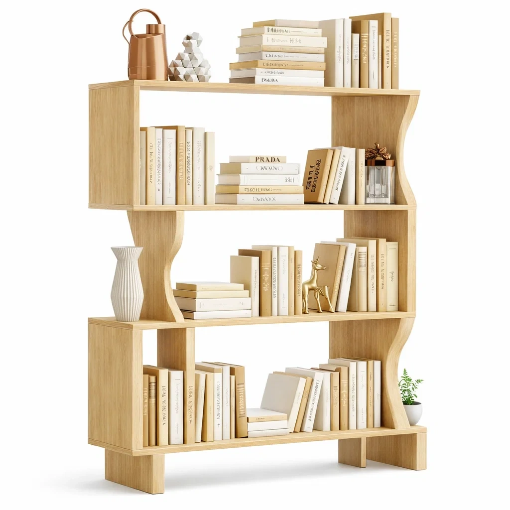 Modern Asymmetrical Open Display Bookcase-Kestaro
