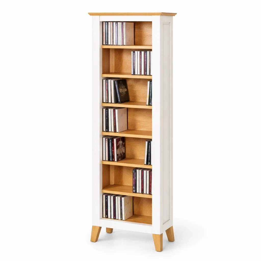 Tall Narrow CD Storage Tower Cabinet-Kestaro