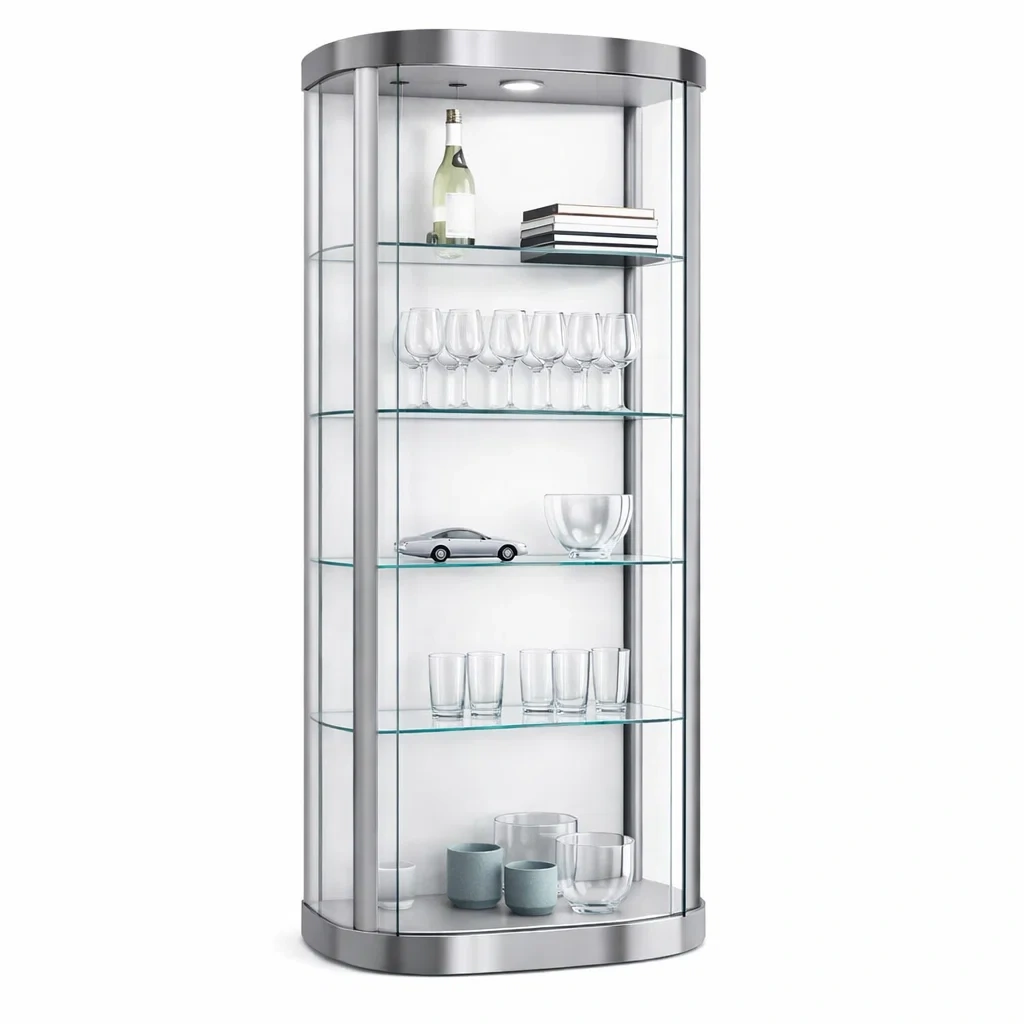 Glass Display Cabinet With LED Light-Kestaro