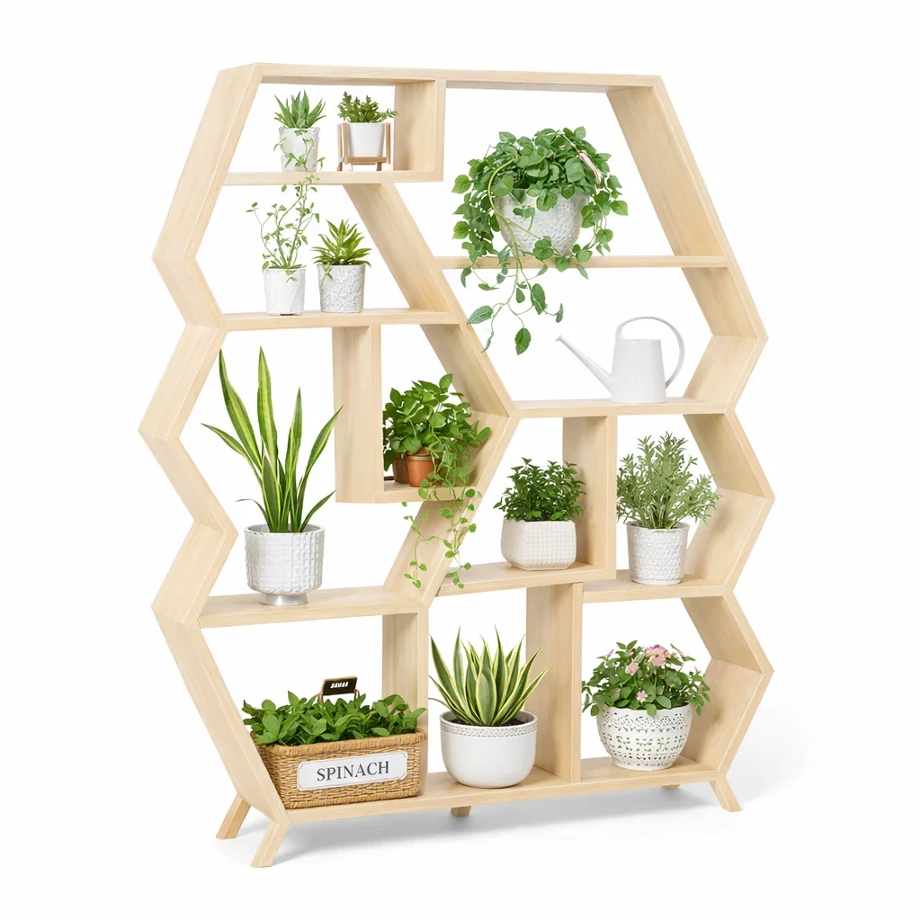 Hexagon Open Plant Display Shelf-Kestaro