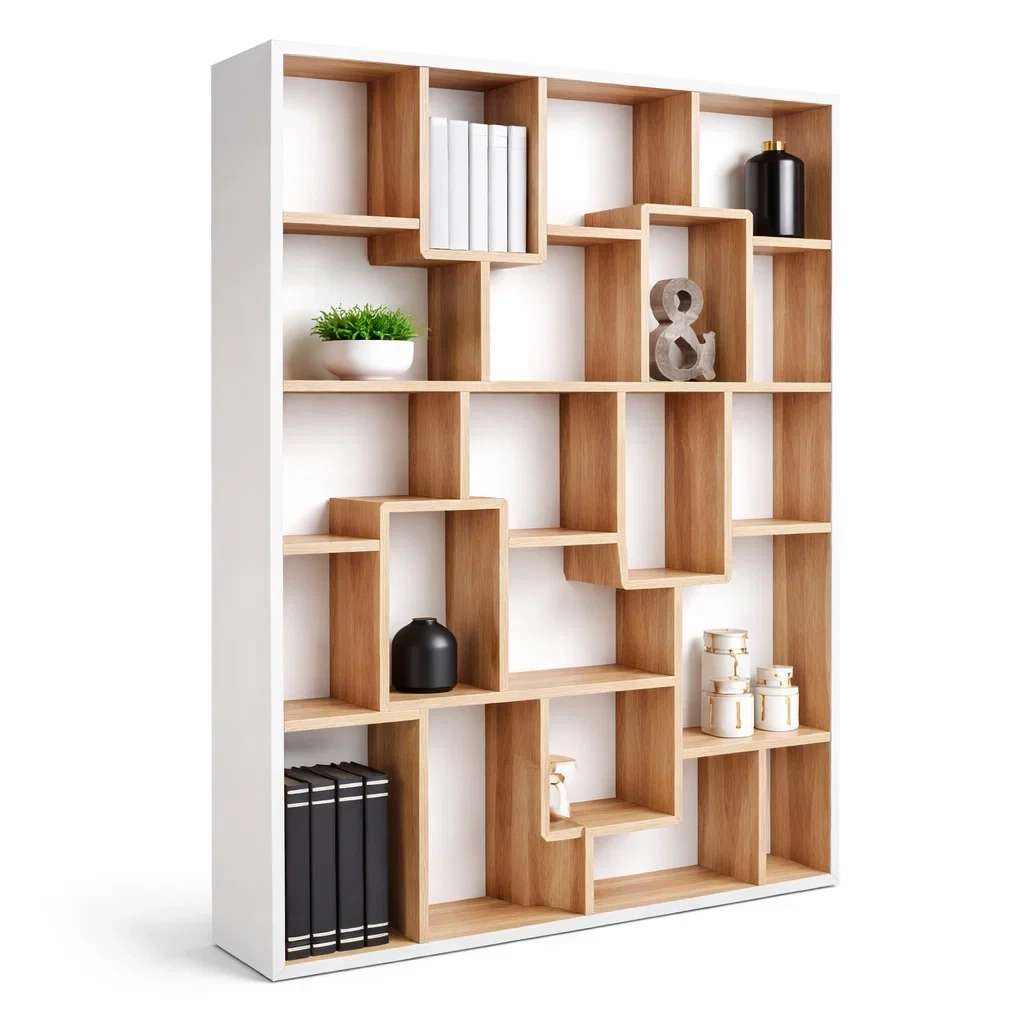 Modern Geometric Grid Display Bookcase-Kestaro