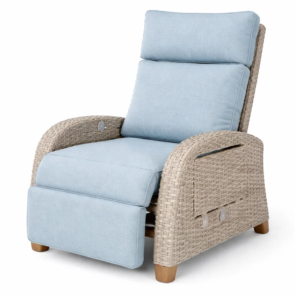 Wicker Reclining Outdoor Lounge Chair-Kestaro