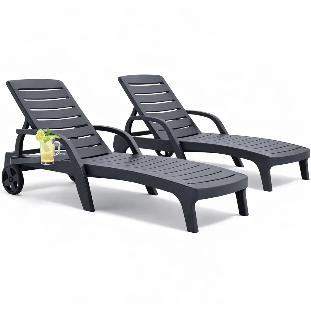 Outdoor Patio Chaise Lounge Chair Set-Kestaro
