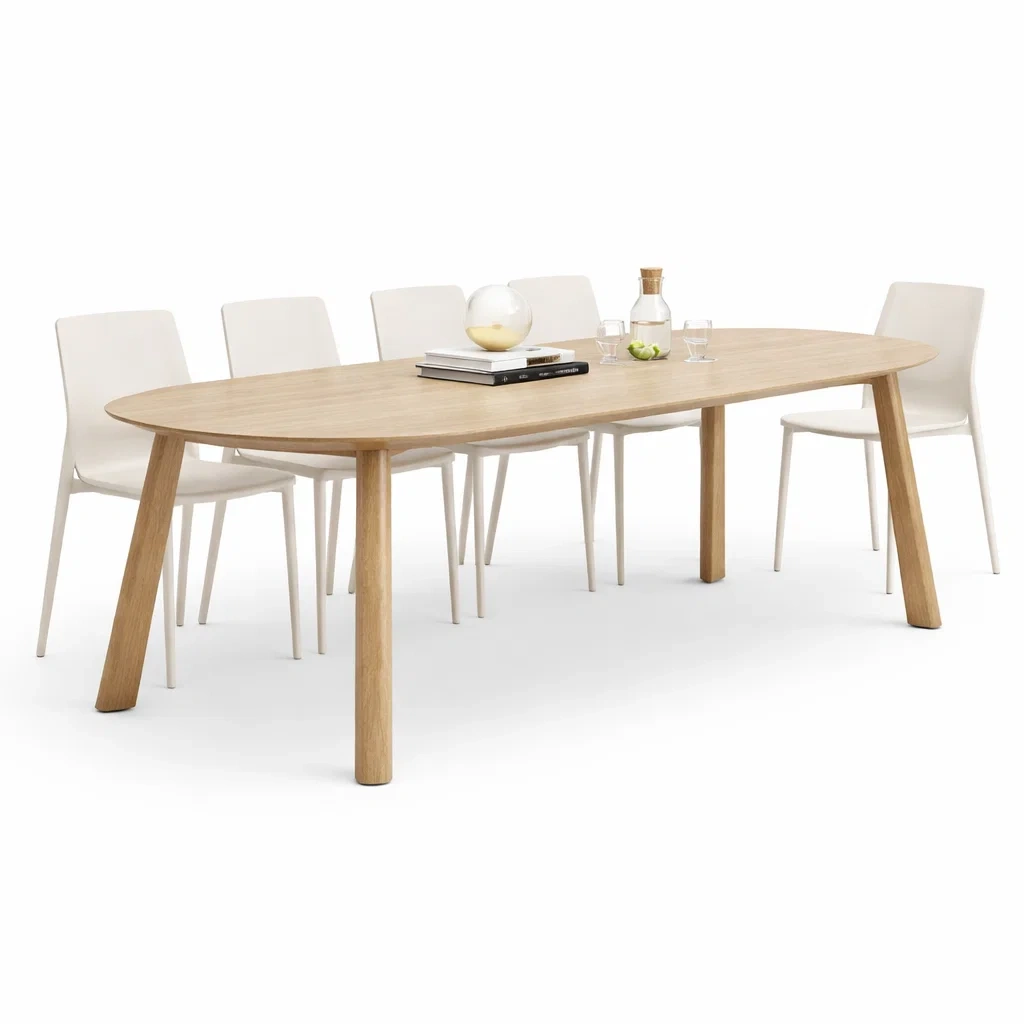 Modern Oval Wooden Dining Table Set-Kestaro