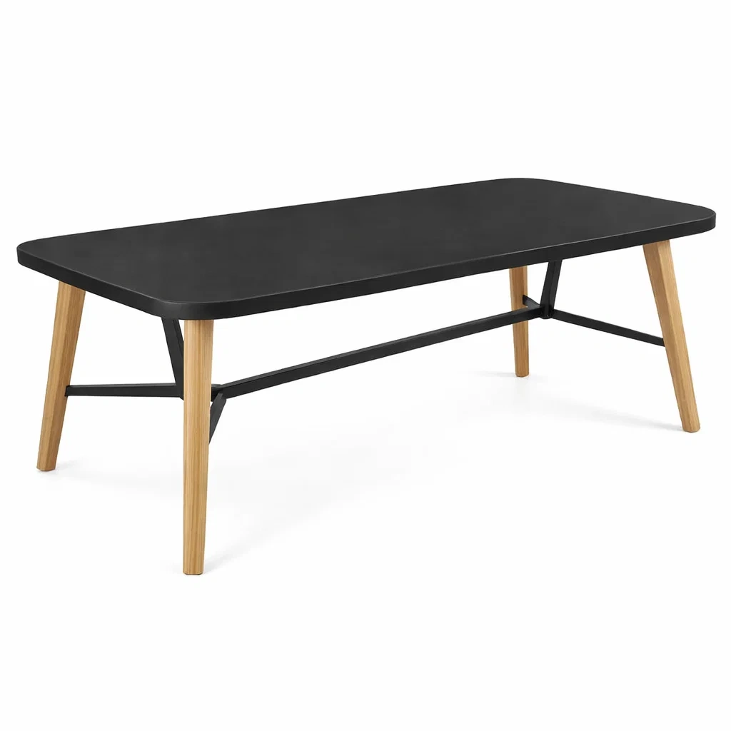 Modern Rectangular Coffee Table With Metal Frame-Kestaro