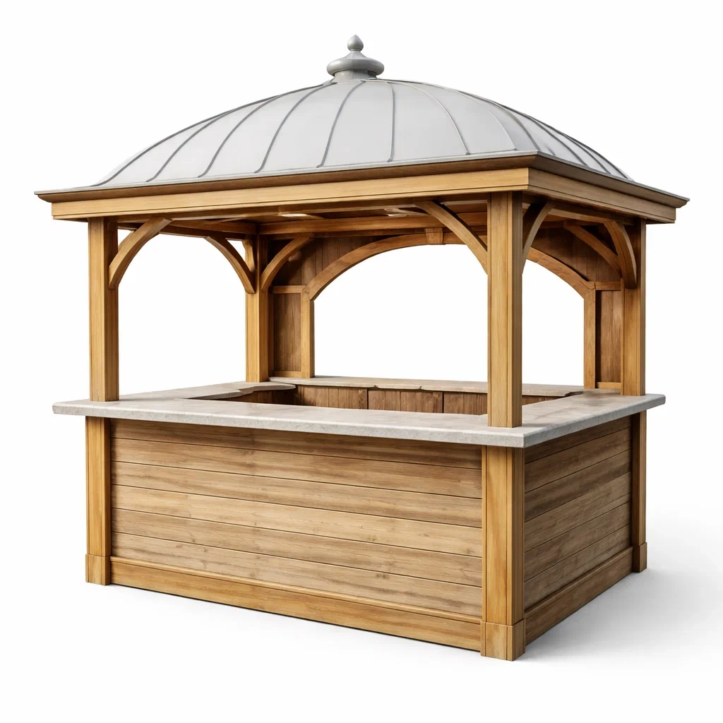 Gartenpavillon aus holz mit metalldach naturholz grau-DECORTRENDZONE