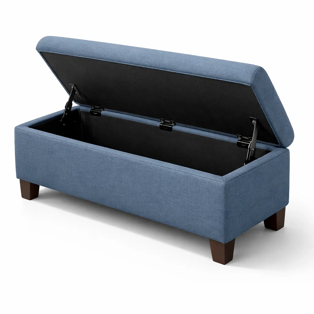 Aufbewahrungsbank aus stoff mit stauraum blau 120x40x45 cm-DECORTRENDZONE