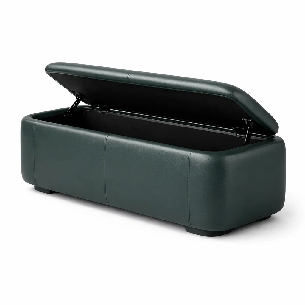 Aufbewahrungsbank rechteckig aus pu leder dunkelgrün 120x40x45 cm-DECORTRENDZONE