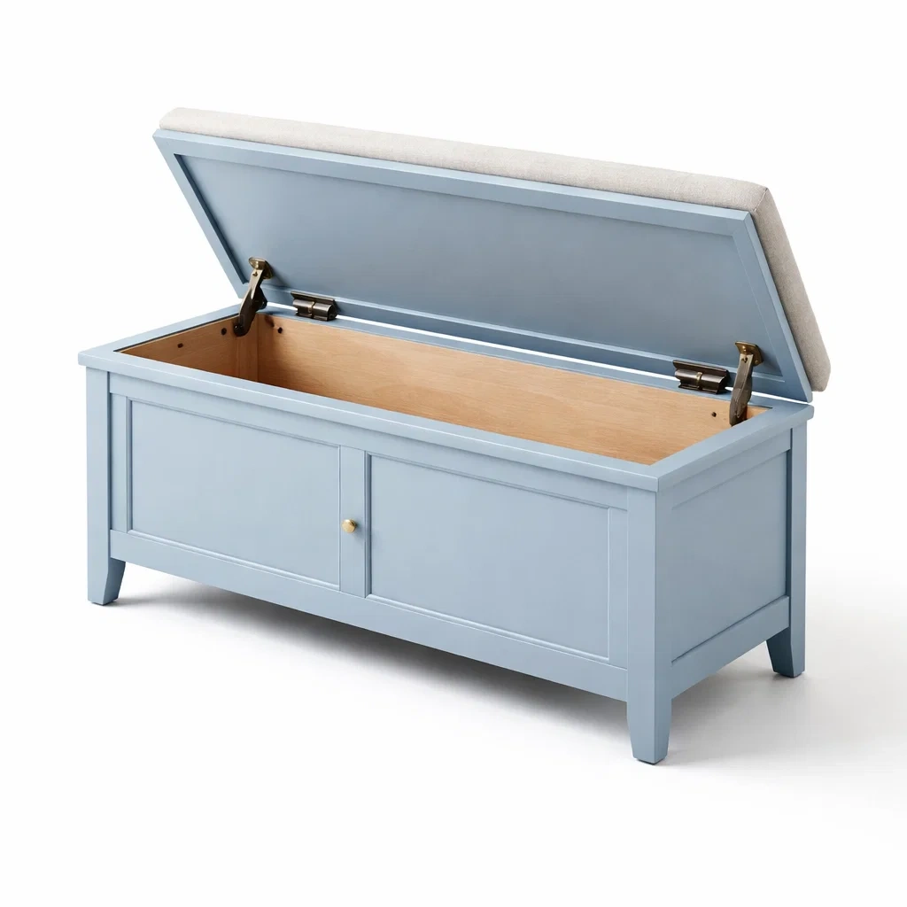 Aufbewahrungsbank aus holz blau 90x40x45 cm-DECORTRENDZONE