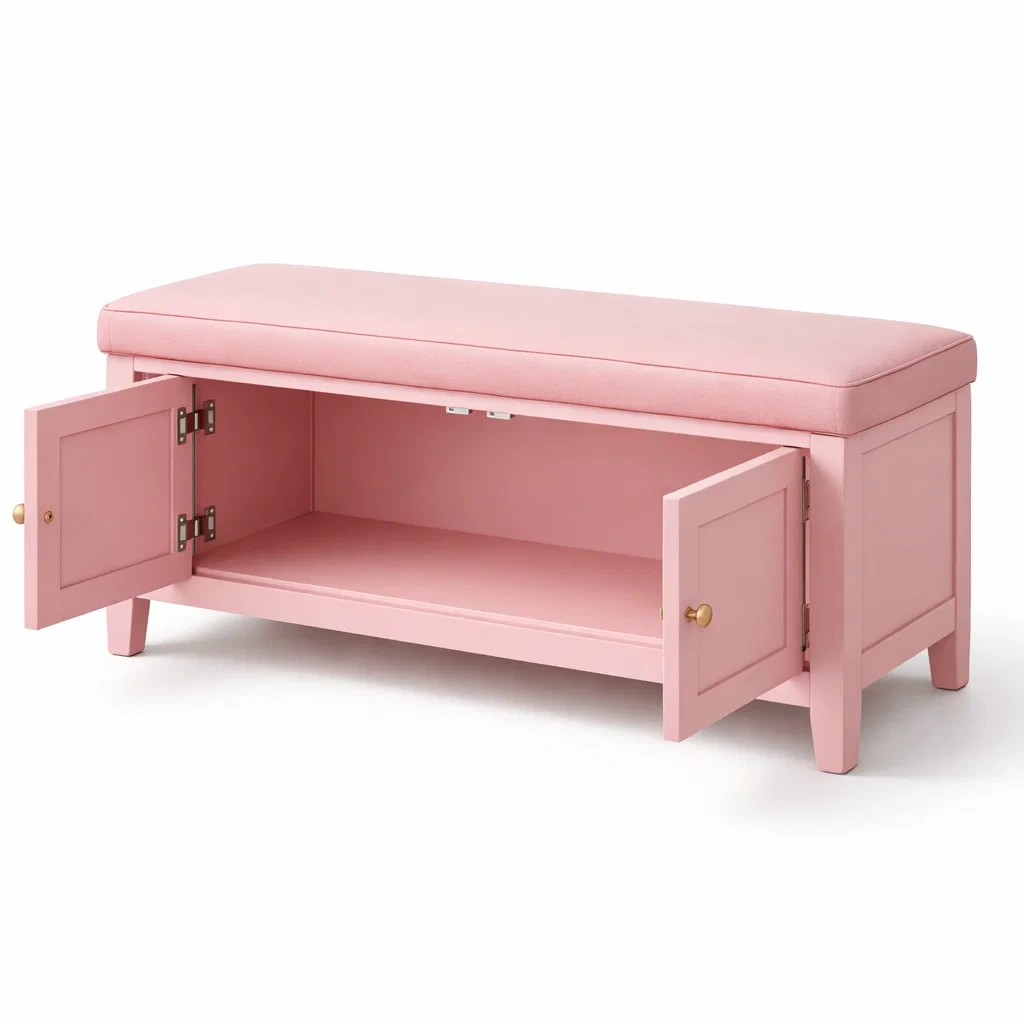 Aufbewahrungsbank aus mdf rosa mit stauraum 80x40x45 cm-DECORTRENDZONE