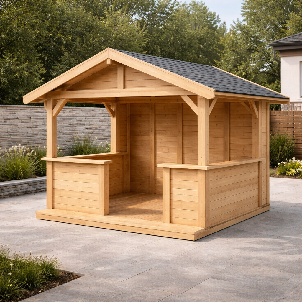 Gartenbar holz kiefer natur 400x300x250 cm-DECORTRENDZONE