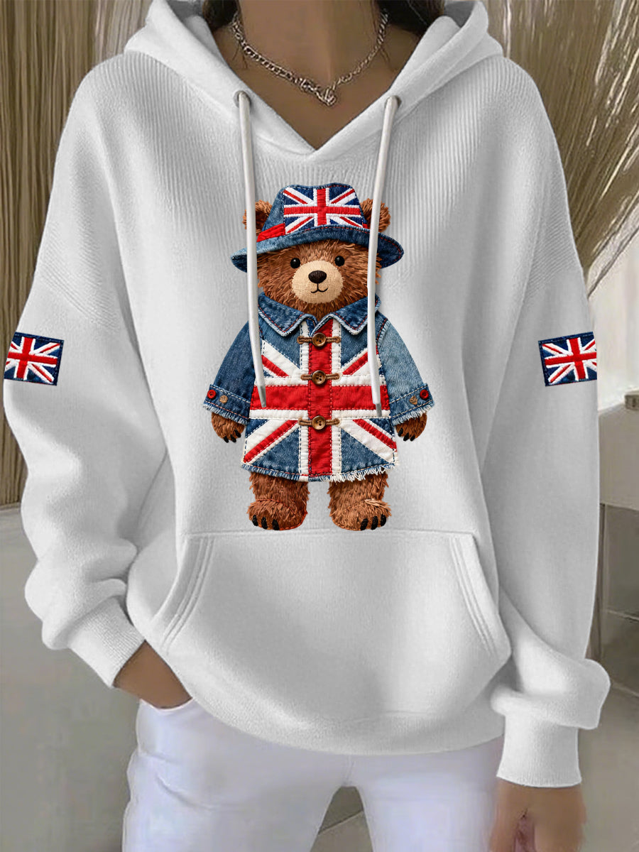 Women's British style Print Casual Hoodie