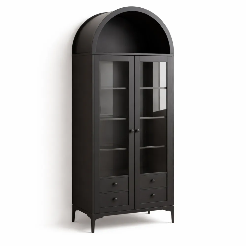 Vitrine arquée avec étagères réglables pour collections et antiquités