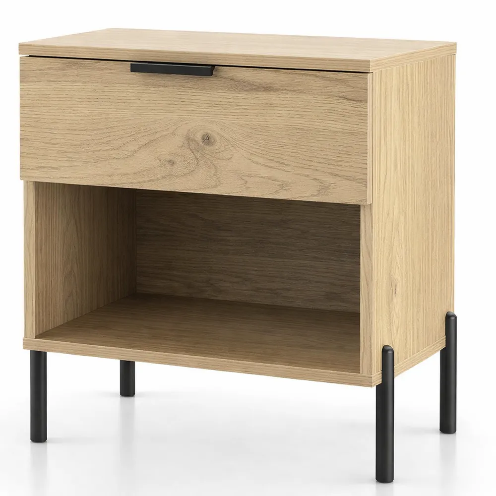 Table de Nuit Moderne avec Tiroir et Station de Charge