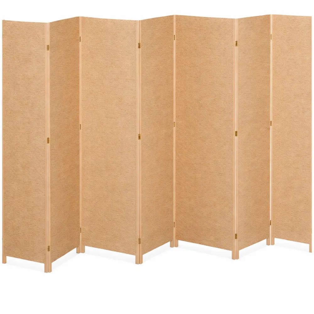 Paravent en Bois et Papier, 8 Volets Pliables, 170 x 320 cm, Style Naturel