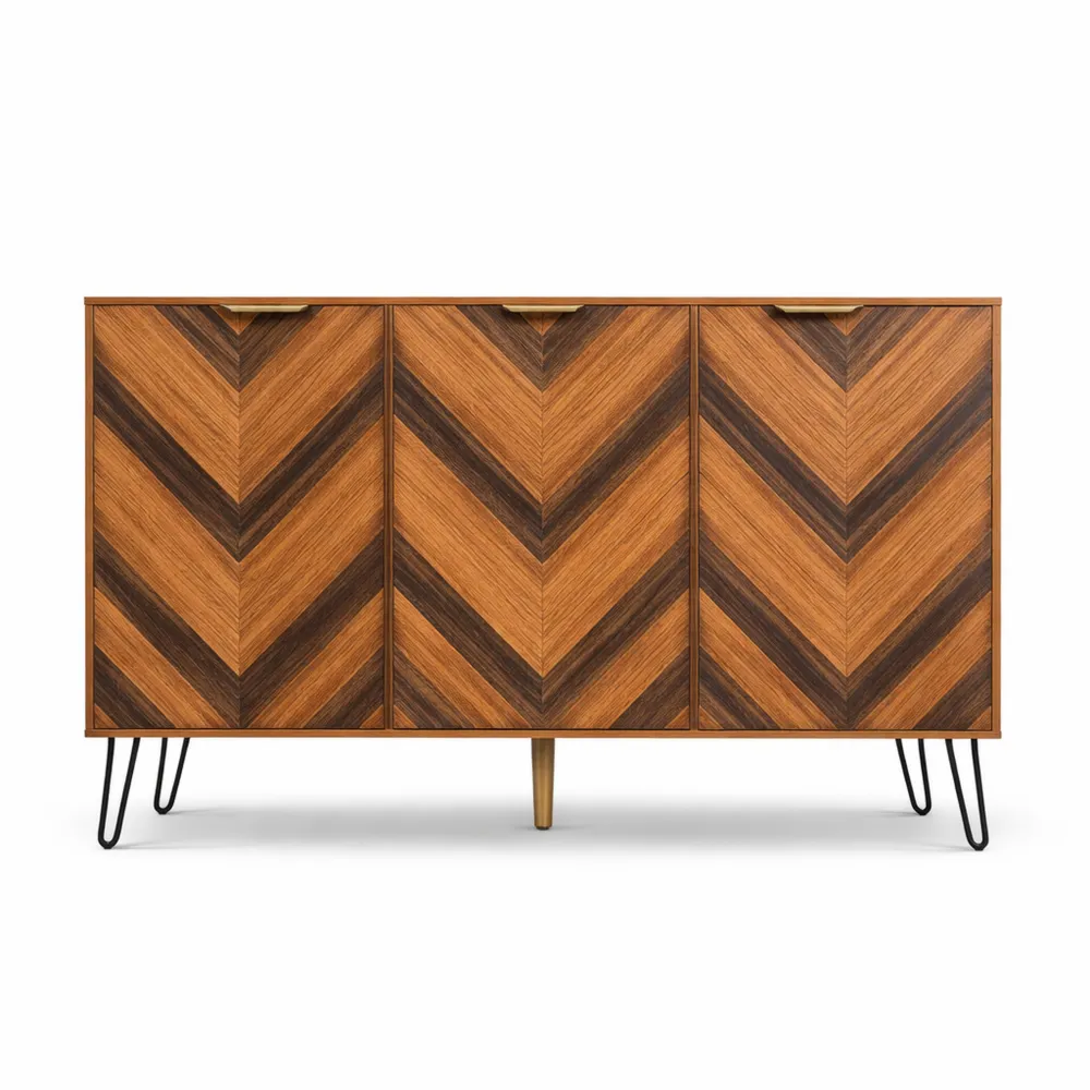 Buffet rétro en bois avec étagère réglable et pieds en métal