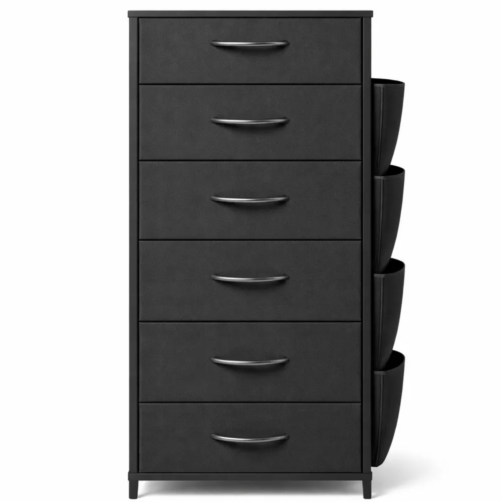 Meuble de rangement à 5 tiroirs en tissu avec poches et crochets