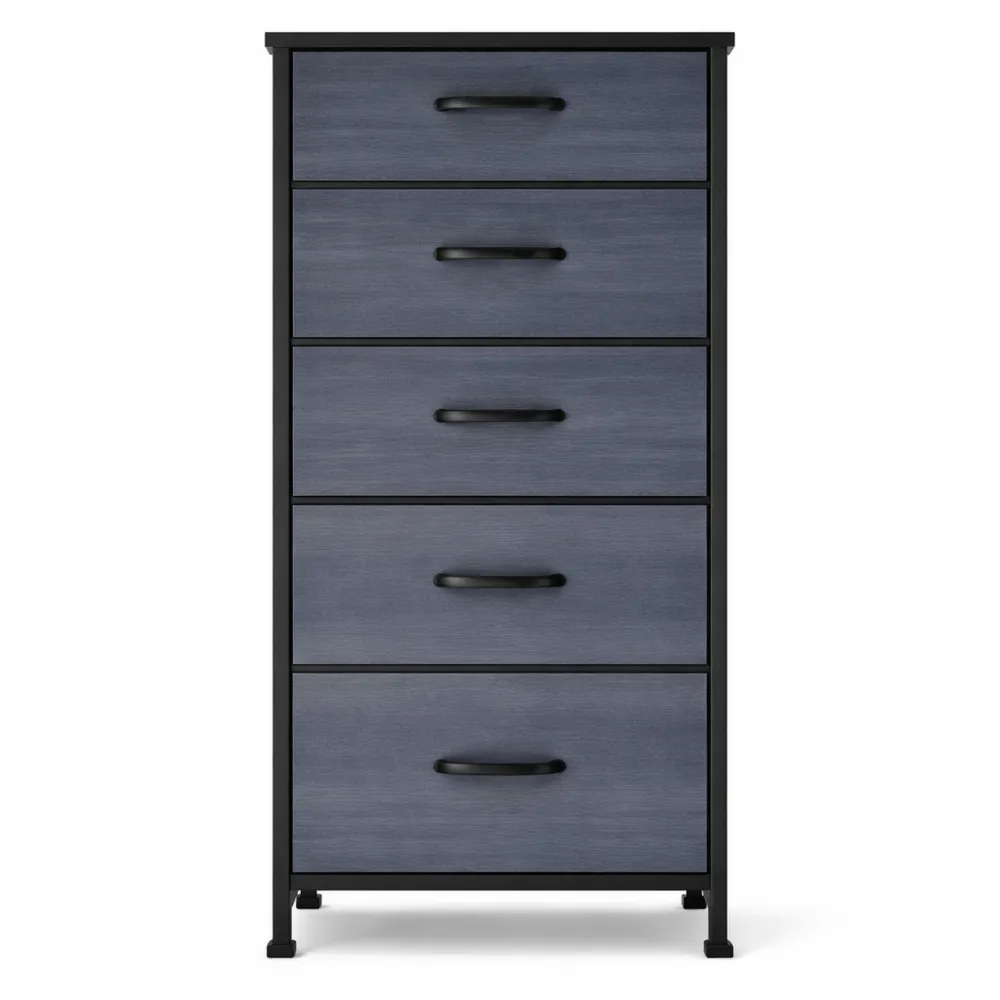 Meuble de Rangement à 5 Tiroirs en Tissu et Métal