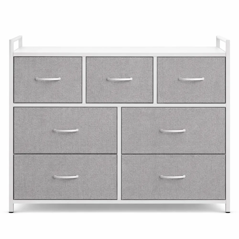 Commode Moderne 7 Tiroirs en Tissu avec Cadre Métal