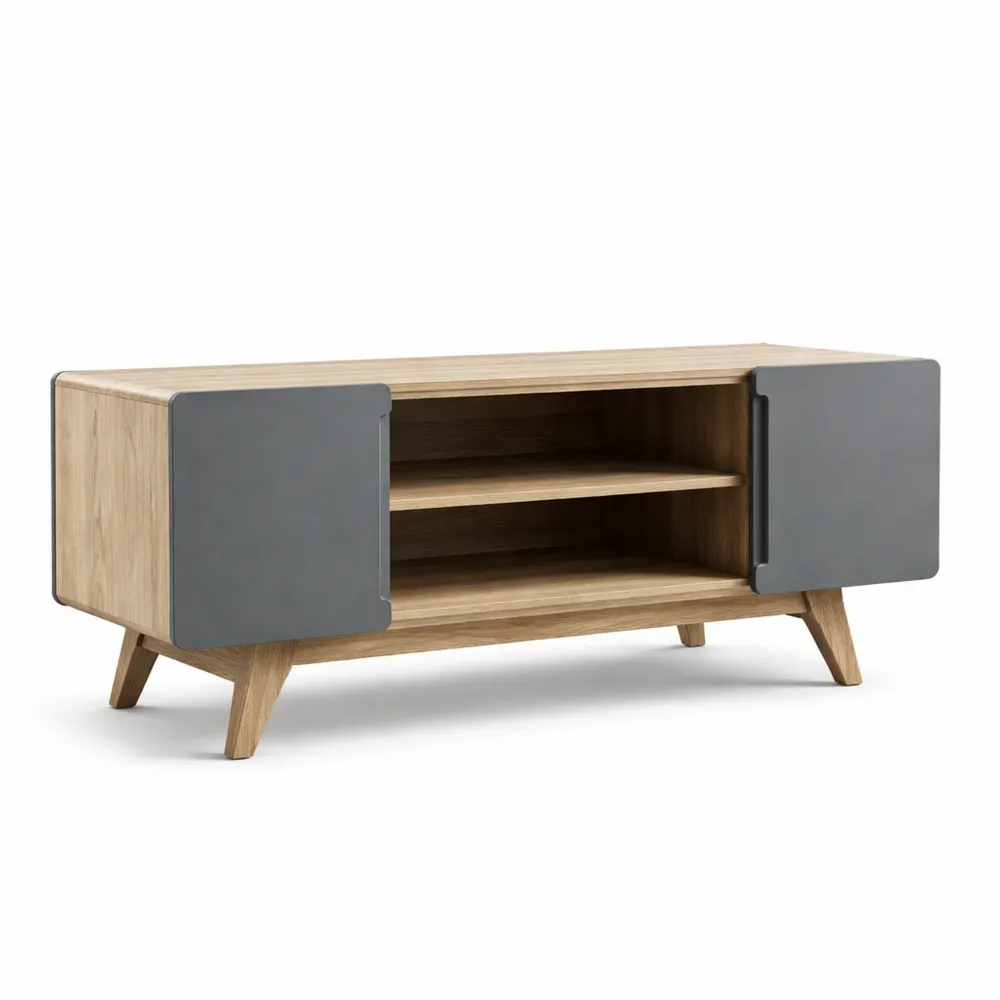 Meuble TV moderne 47 pouces finition gris et naturel